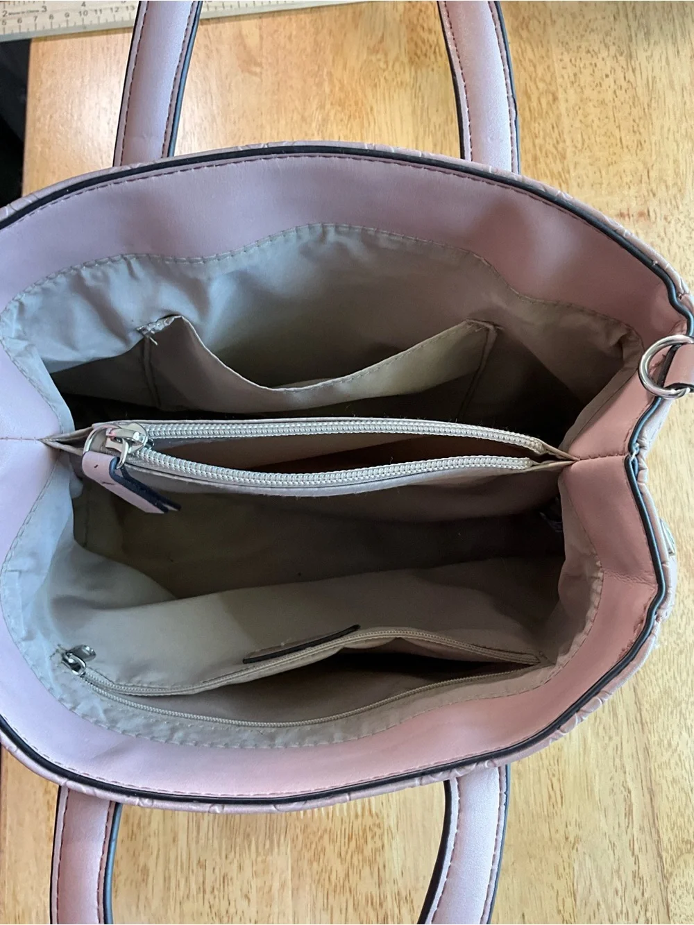 Nine West Dusty Rose Embossed Satchel Purse Faux Leather